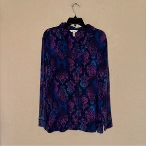 Soma Cool Nights Long-Sleeve Notch Collar Pajama Top- Size XL